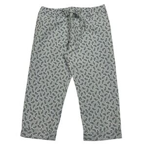Buru Women's Pants Size Large Blue Paisley Print‎ Cotton Lounge Bootcut Casual